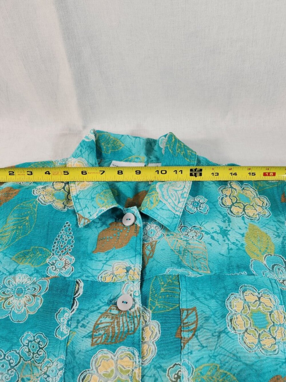Alfred Dunner Womens Blouse Size 16 Long Sleeve Green Sheer Floral EUC Fast Ship - Picture 5 of 11